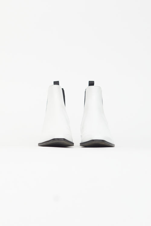 Prada White Leather Chelsea Boot