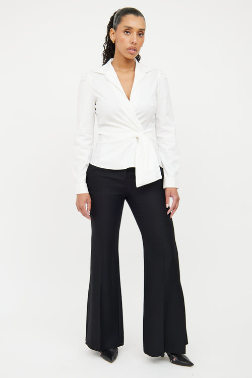 Prada White Pleated Waistband Blouse