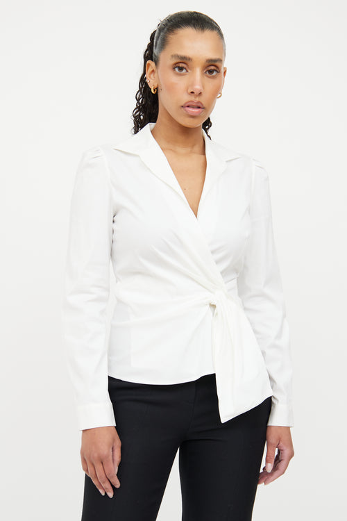 Prada White Pleated Waistband Blouse