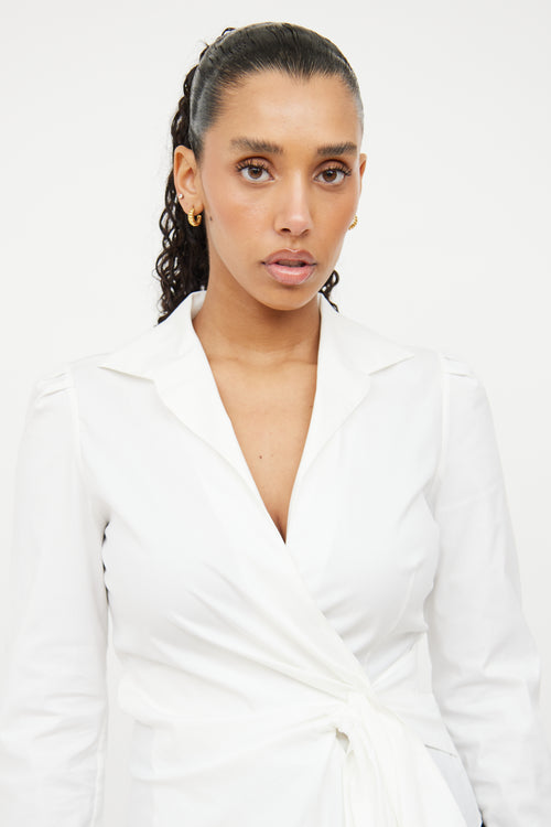 Prada White Pleated Waistband Blouse