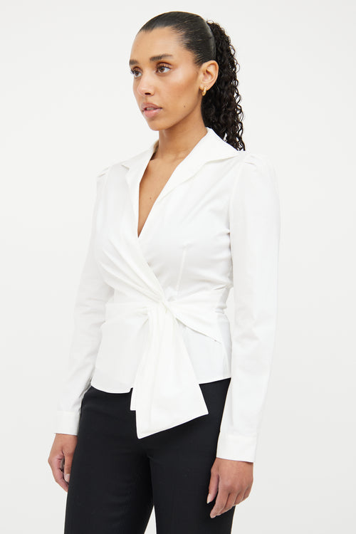 Prada White Pleated Waistband Blouse