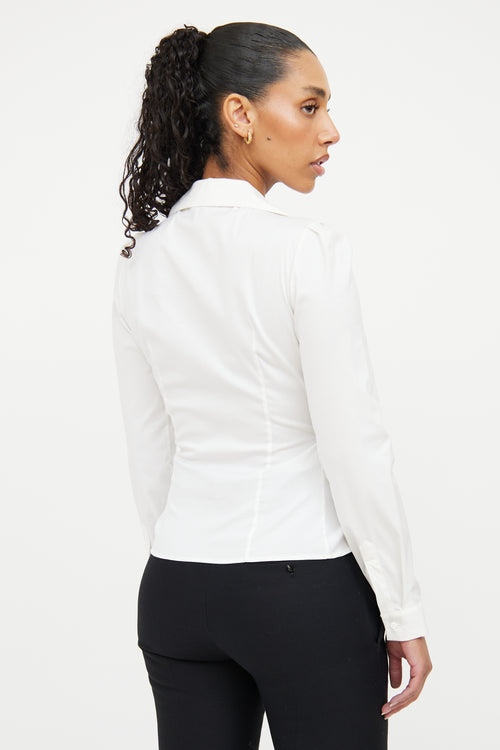 Prada White Pleated Waistband Blouse