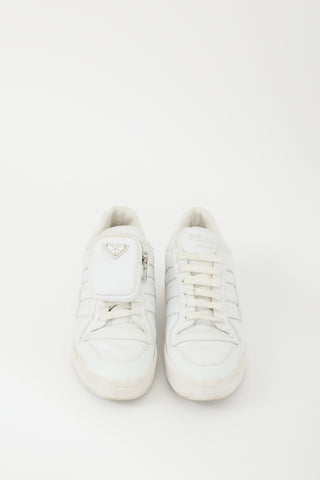 Prada X Adidas White Re-Nylon 
Leather Low Sneaker