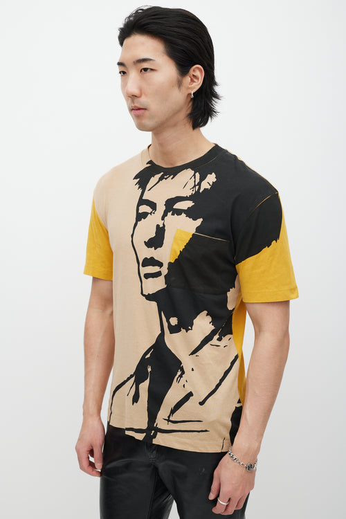 Prada Yellow 
Black Face Graphic T-Shirt