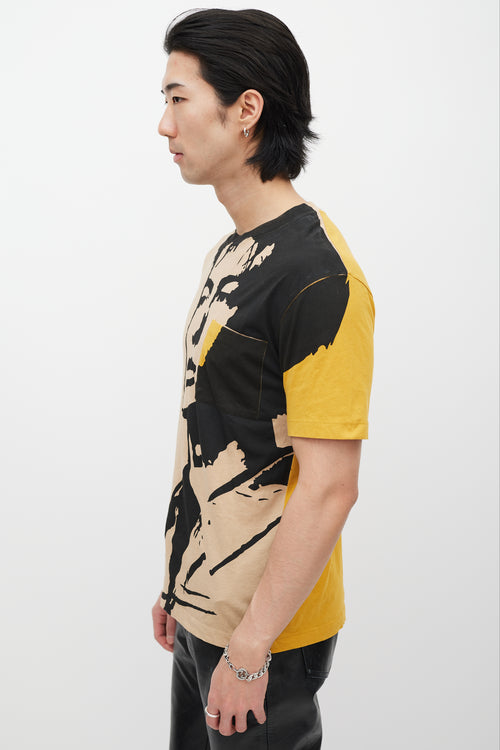 Prada Yellow 
Black Face Graphic T-Shirt