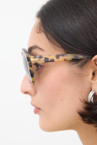 Prada Yellow 
Brown SPR08X Marbled Angular Sunglasses