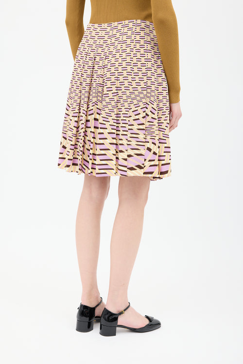 Prada Yellow 
Purple Silk Printed Wrap Skirt