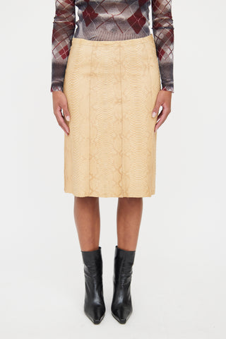 Prada Tan Leather Mid Length Skirt