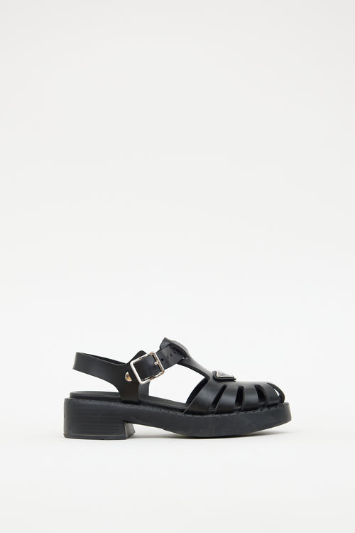 Prada Black Rubber Caged Sandal