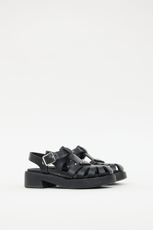 Prada Black Rubber Caged Sandal