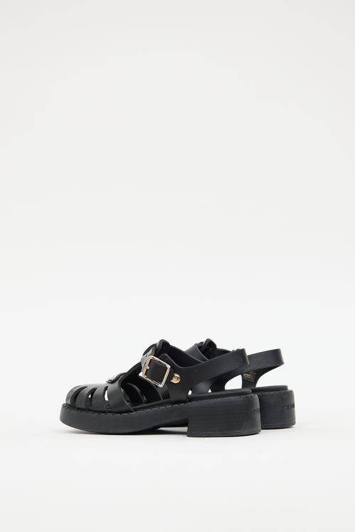 Prada Black Rubber Caged Sandal