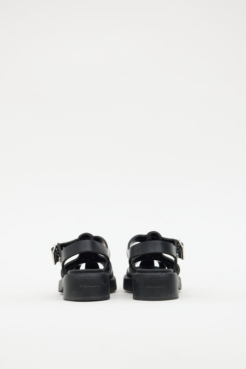 Prada Black Rubber Caged Sandal