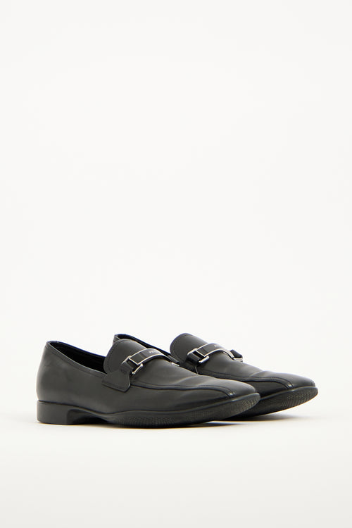 Prada Vintage Black Leather Loafers