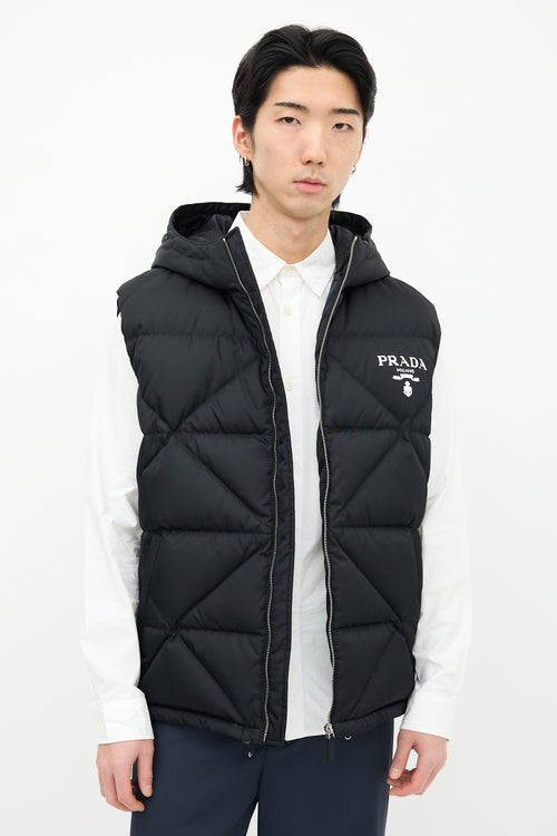 Prada Black Quilted Re-Nylon Down Vest