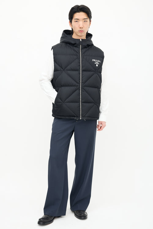 Prada Black Quilted Re-Nylon Down Vest