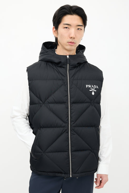 Prada Black Quilted Re-Nylon Down Vest