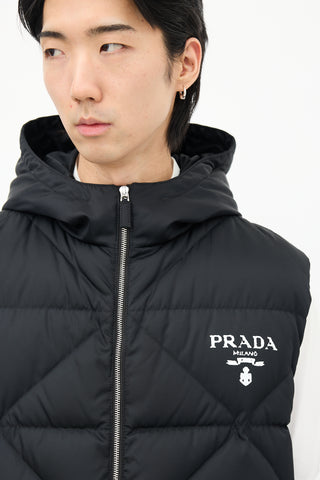 Prada Black Quilted Re-Nylon Down Vest