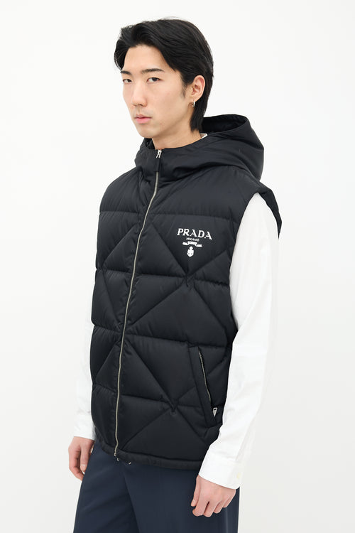 Prada Black Quilted Re-Nylon Down Vest