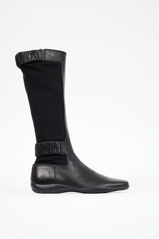 Prada Sport Black Leather 
Neoprene Boot