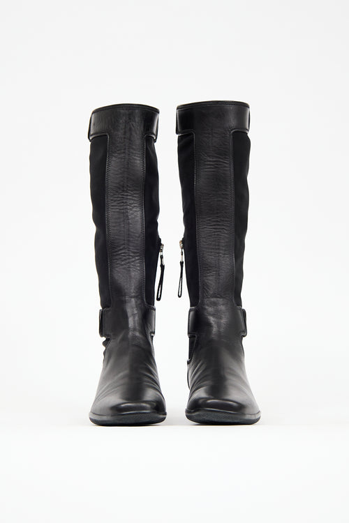 Prada Sport Black Leather 
Neoprene Boot