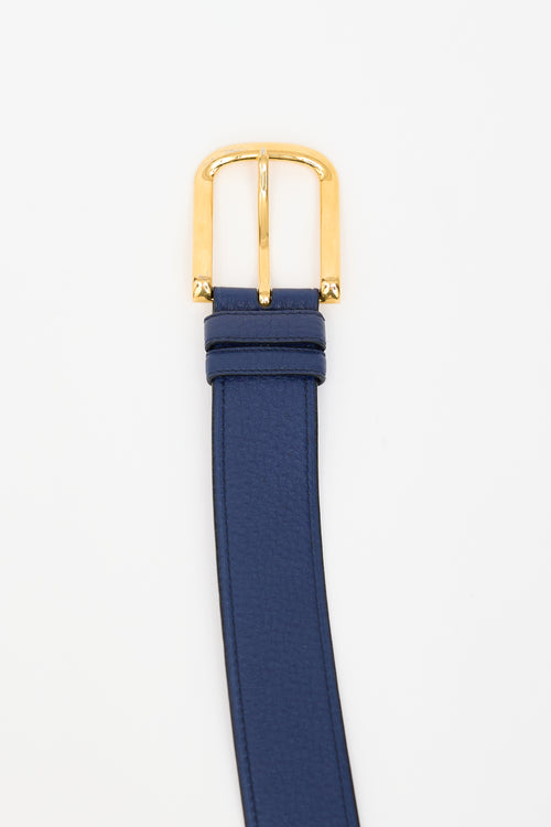 Prada Navy Leather Buckle Belt