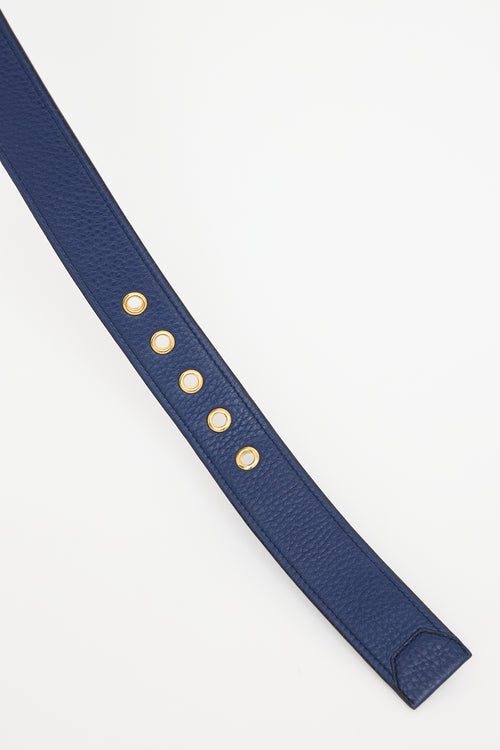 Prada Navy Leather Buckle Belt