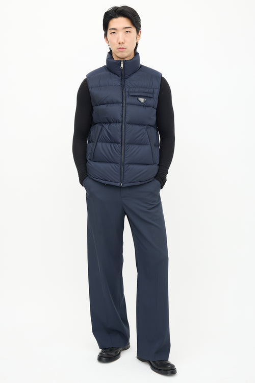 Prada Navy Padded Re-Nylon Down Vest