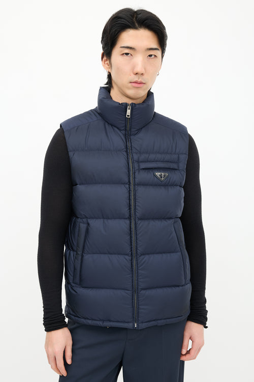 Prada Navy Padded Re-Nylon Down Vest