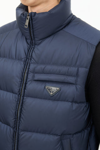 Prada Navy Padded Re-Nylon Down Vest