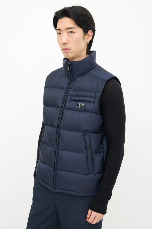 Prada Navy Padded Re-Nylon Down Vest