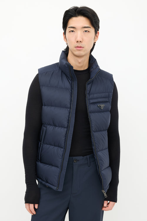 Prada Navy Padded Re-Nylon Down Vest