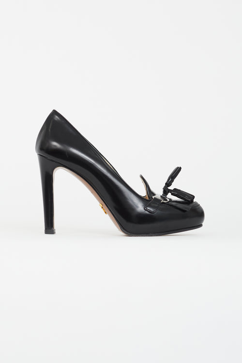 Prada Black Kiltie Tassel Heel