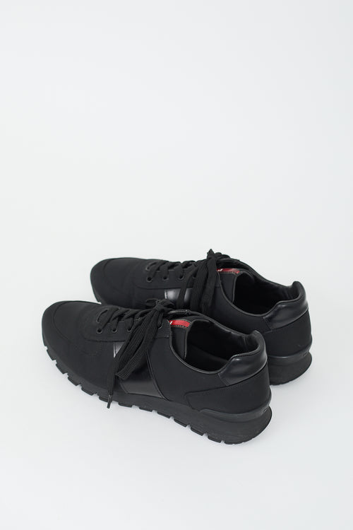 Prada Black Nylon 
Leather Sneaker