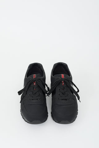 Prada Black Nylon 
Leather Sneaker