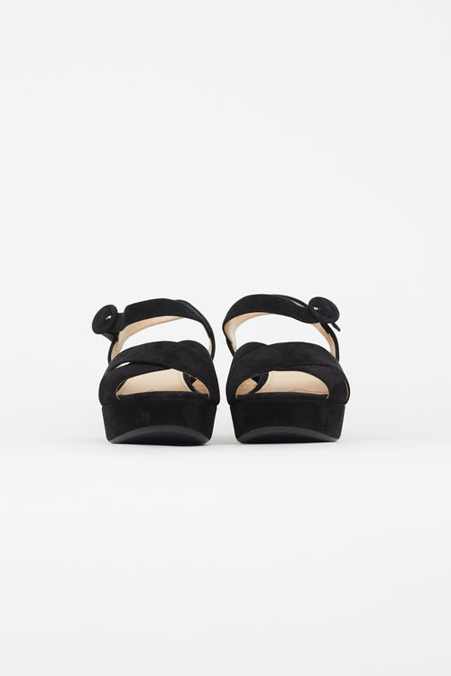 Prada Black Suede Platform Sandal