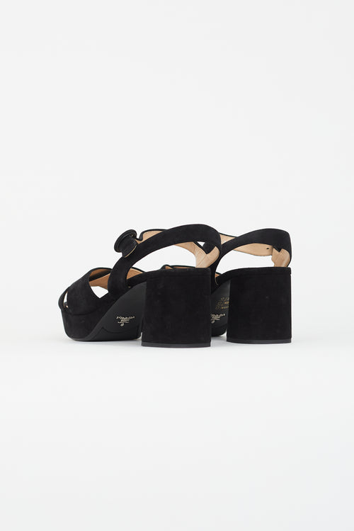 Prada Black Suede Platform Sandal