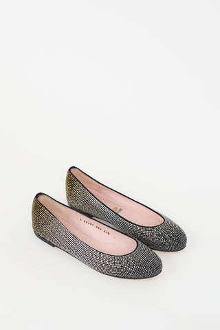 Pretty Ballerinas Black Crystal Embellished Flat