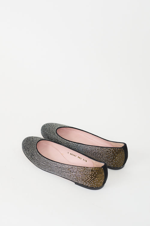 Pretty Ballerinas Black Crystal Embellished Flat