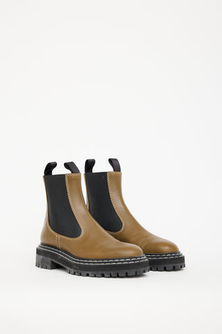 Proenza Schouler Olive Green Leather Lug Chelsea Boot