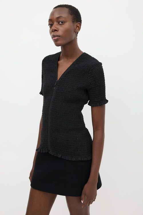 Proenza Schouler Black Eyelet Zip Top