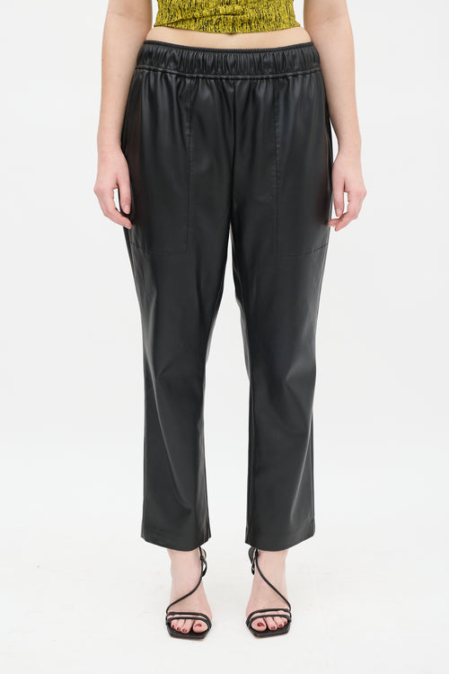 Proenza Schouler Black Faux Leather Jogger Pant