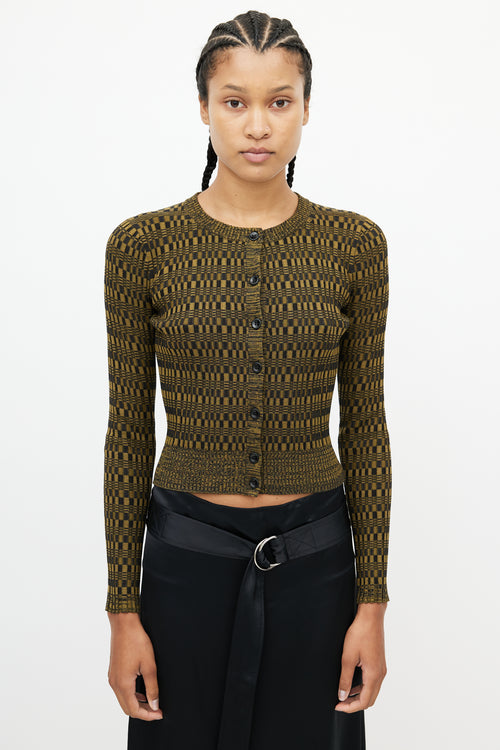 Proenza Schouler Black 
Green Knit Silk Cardigan