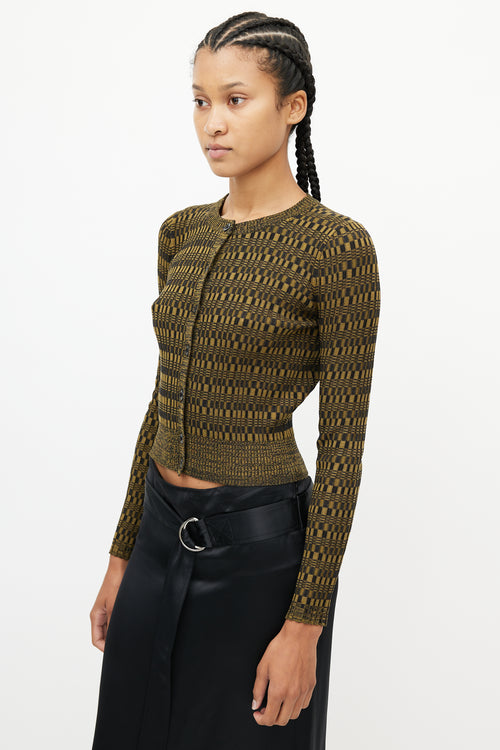 Proenza Schouler Black 
Green Knit Silk Cardigan