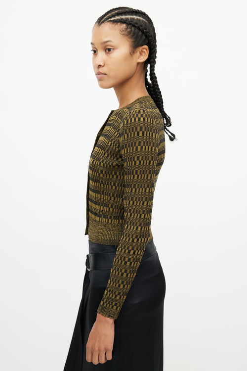 Proenza Schouler Black 
Green Knit Silk Cardigan