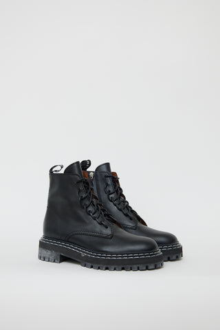 Proenza Schouler Black Leather Combat Boot