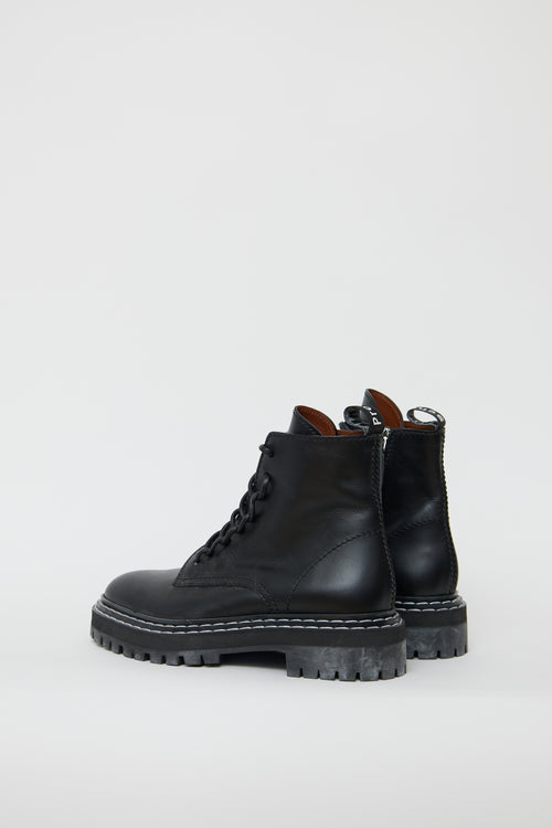 Proenza Schouler Black Leather Combat Boot