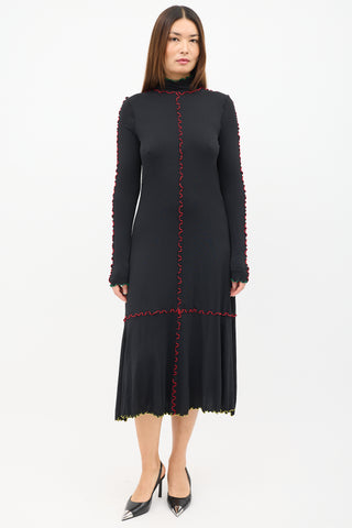 Proenza Schouler Black Lettuce Trim Dress