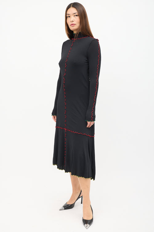 Proenza Schouler Black Lettuce Trim Dress