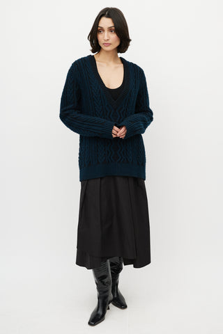 Proenza Schouler Black 
Navy Cashmere Oversized Sweater