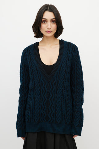 Proenza Schouler Black 
Navy Cashmere Oversized Sweater